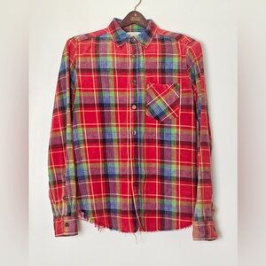 ADL‎ Button Front Shirt Women’s Small Plaid Artisan De Luxe Boho Art To Wear